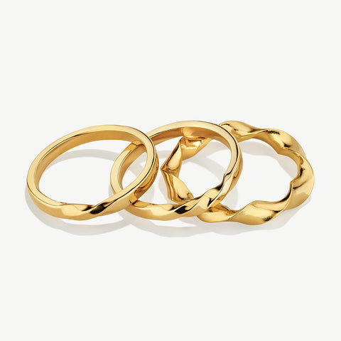 SOKO Twist Stacked Rings in Gold