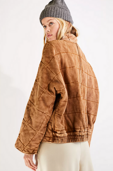 Free People Dolman quilted knit jacket in toasted coconut