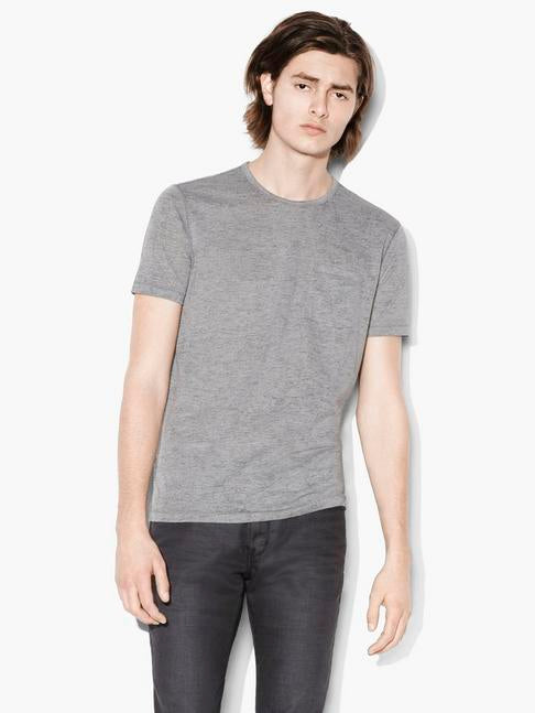 John Varvatos S/S Burnout Crew - Grey Heather