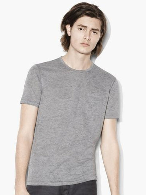 John Varvatos S/S Burnout Crew - Grey Heather