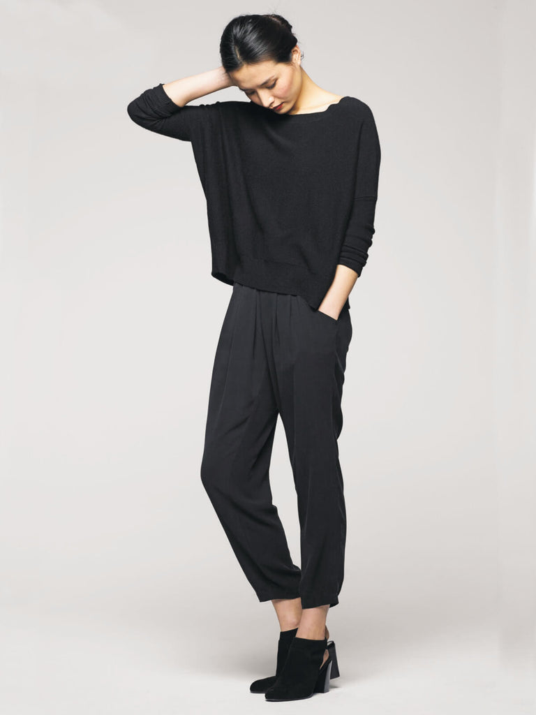 Eileen Fisher System Silk Georgette Slouchy Ankle Pant - Black or Bone –  manhattan casuals