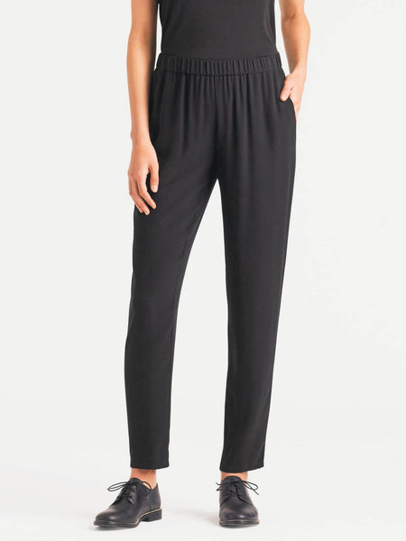 Eileen Fisher System Silk Georgette Slouchy Ankle Pant - Black or Bone