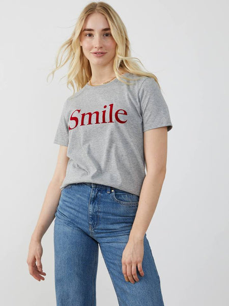 South Parade Lola Smile Short Sleeve Tee in Heather Grey