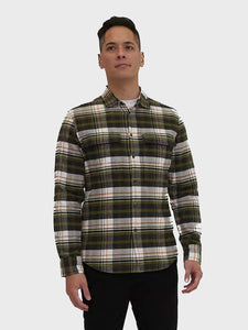 Good Man Brand Stadium Shirt Jacket in Brushed Flannel - Green Combo