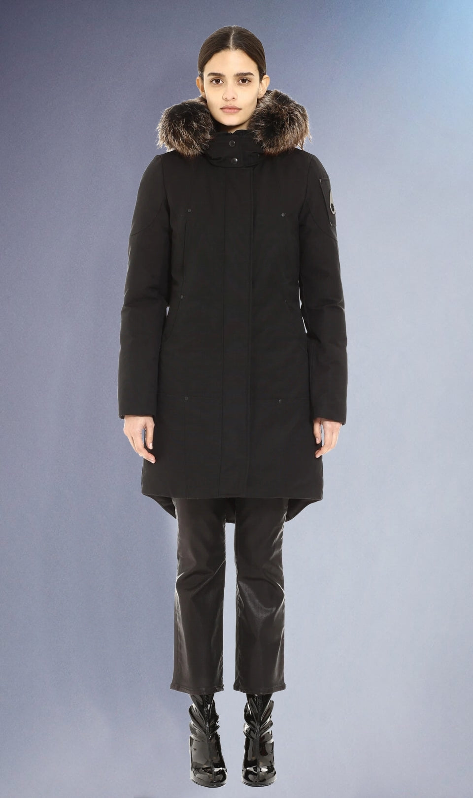 Moose Knuckles Women's  Stirling Park Black w/Silver Fox Viking Fur