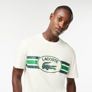 Lacoste Men's Regular Fit Cotton Monogram T-Shirt - Flour White