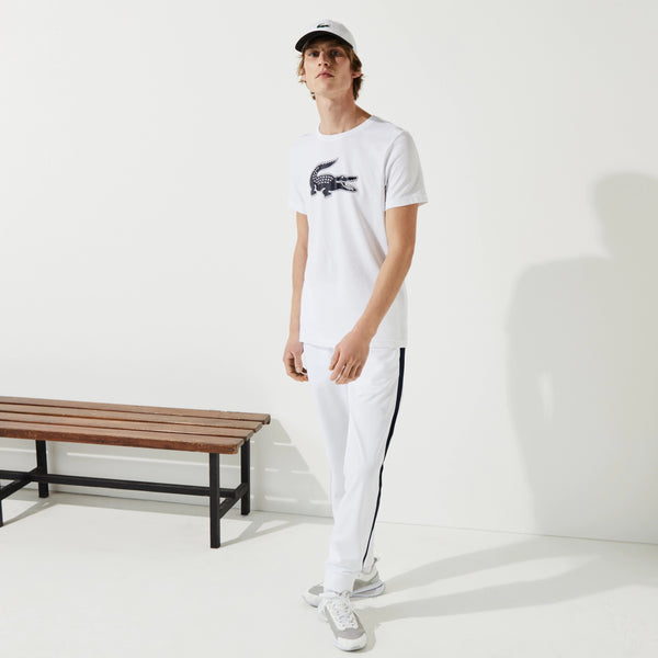 Lacoste SPORT 3D Print Crocodile Breathable Jersey T-shirt - White/Navy