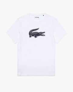 Lacoste SPORT 3D Print Crocodile Breathable Jersey T-shirt - White/Navy