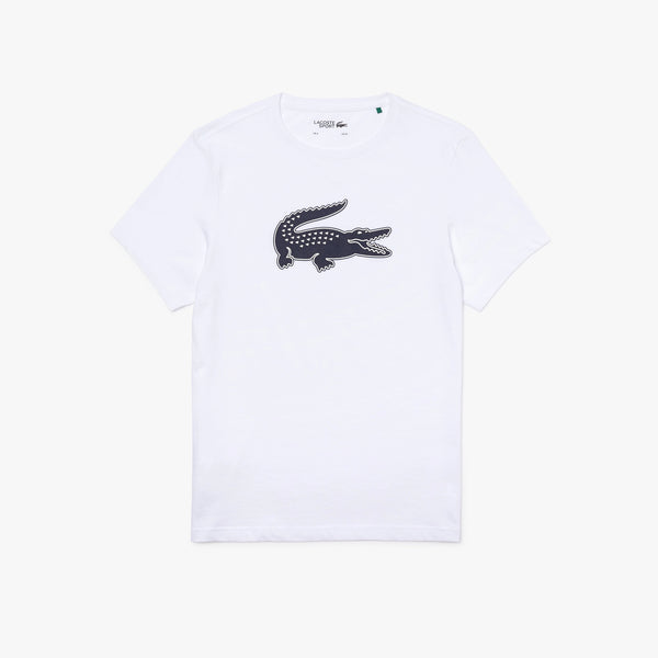 Lacoste SPORT 3D Print Crocodile Breathable Jersey T-shirt - White/Navy