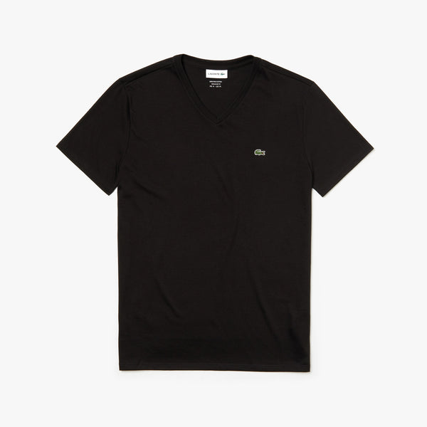 Lacoste Men's V-neck Pima Cotton T-shirt - Black