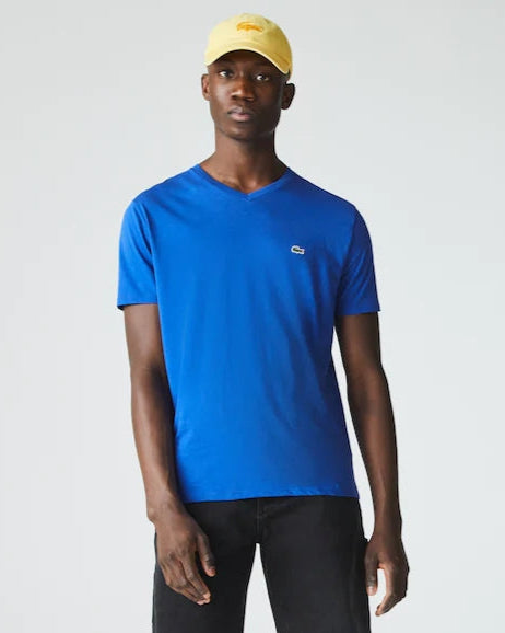 Lacoste V-neck Pima Cotton T-shirt - Lazuli Blue