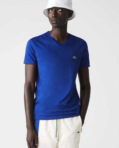 Lacoste V-neck Pima Cotton T-shirt - Cosmic Blue