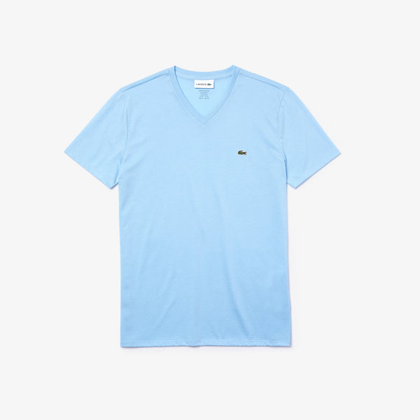 Lacoste Men's V-neck Pima Cotton T-shirt - Overview Blue