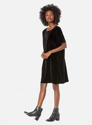 Eileen Fisher Round Neck S/S Recycled Velvet Dress