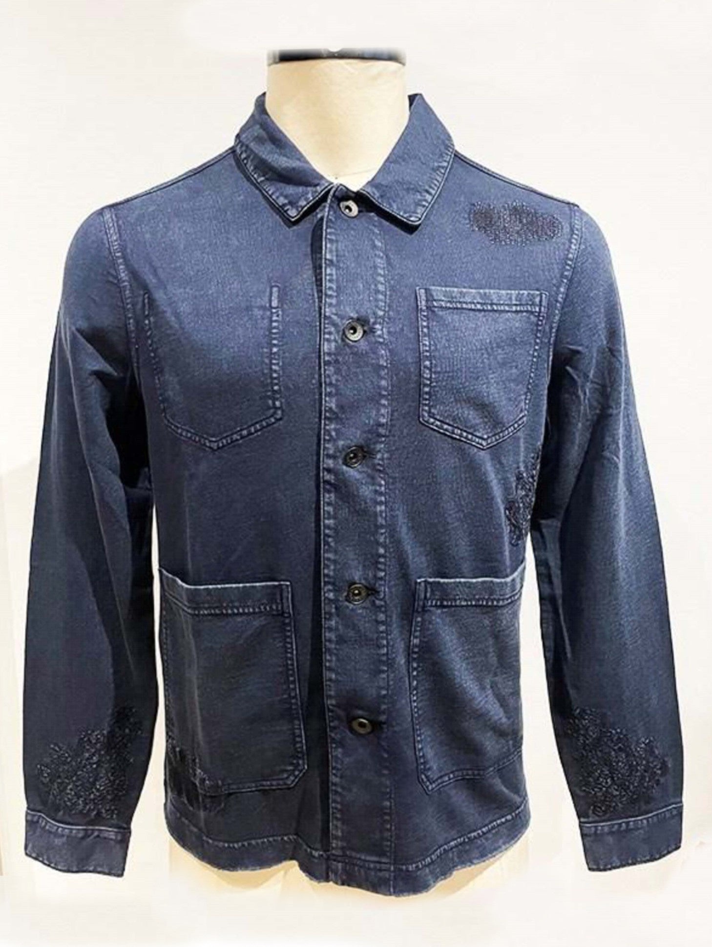John Varvatos  Dalton Trucker Jacket with Mending Details - Navy