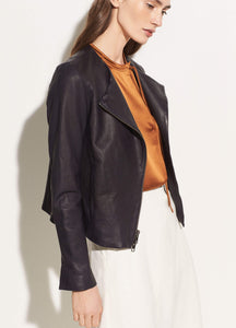 VINCE. Cross Front Leather Jacket