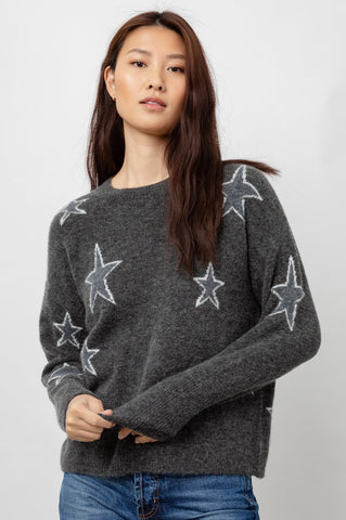 Rails Virgo Heavy Wool Blend Sweater in Charcoal White Stars