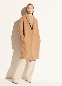 Vince Wool Blend Classic Coat in Camel