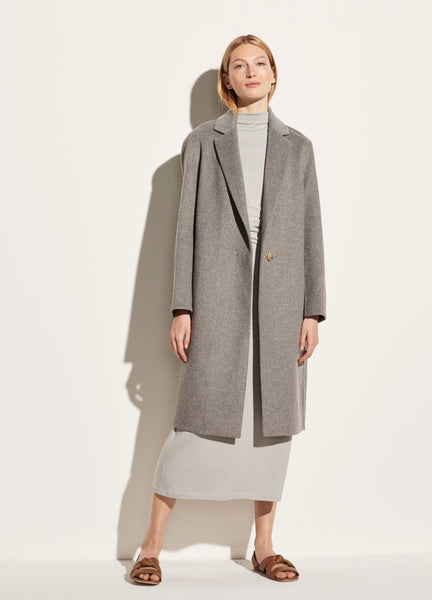 Vince. wool blend classic coat in medium heather grey