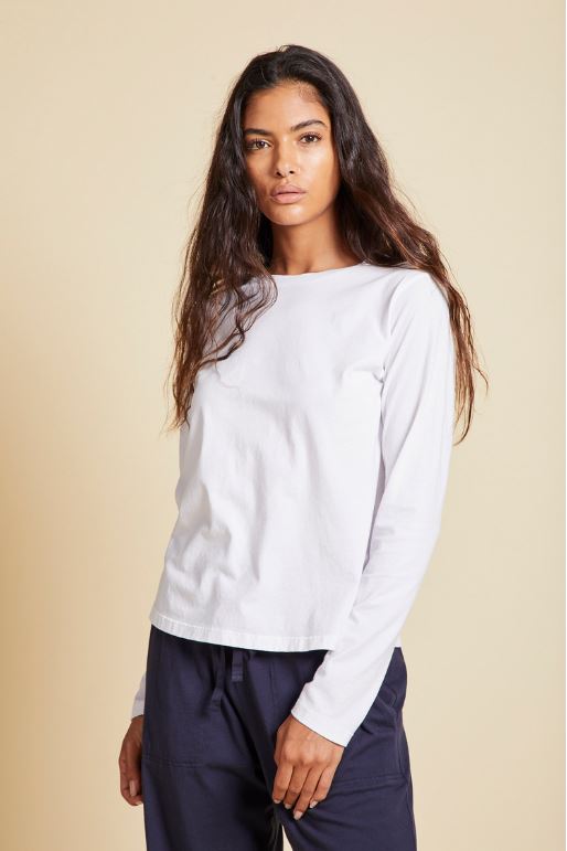 Velvet Vicente Organic Jersey Crew Long Sleeve in White