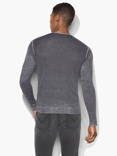 John Varvatos L/S V Reverse Print Sweater