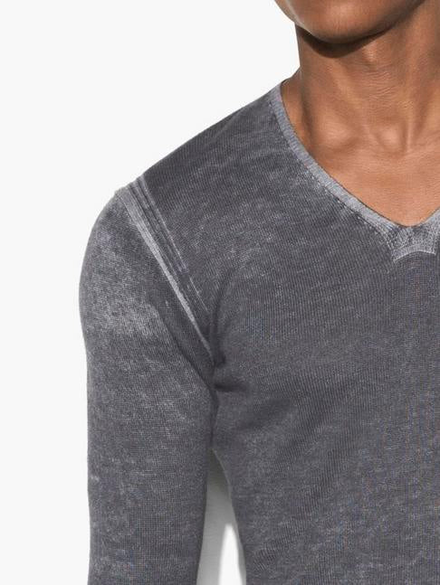 John Varvatos L/S V Reverse Print Sweater