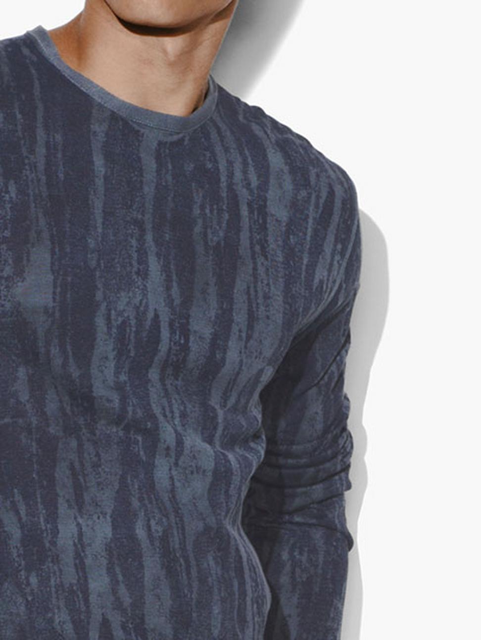 John Varvatos NOAH LS CREW IN DISTRESSED STROKES PRINT