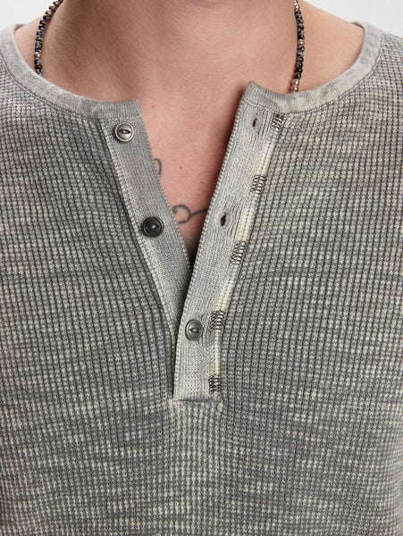 John Varvatos Nashville Waffle Henley - Grey Heather
