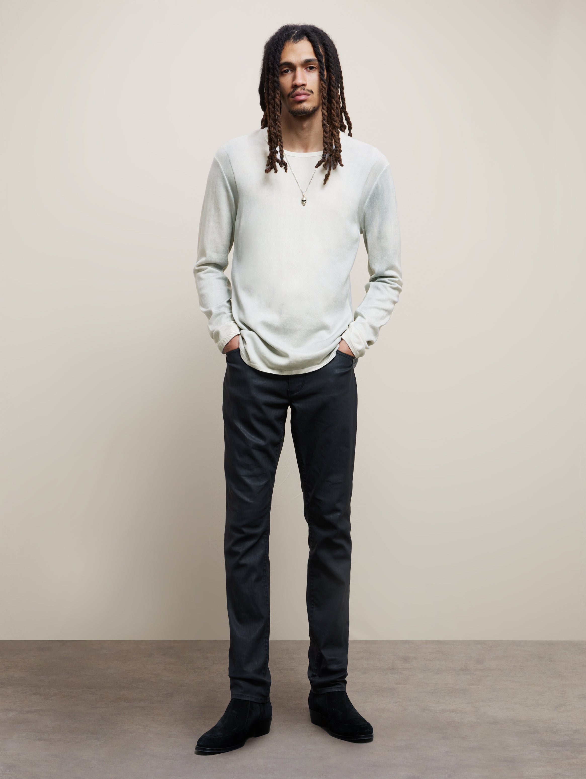 John Varvatos Hays Crew Neck Sweater - Reflection Grey