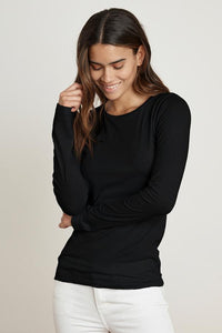 Velvet Zofina05 Gauzy Whisper Classic L/S Top in Black