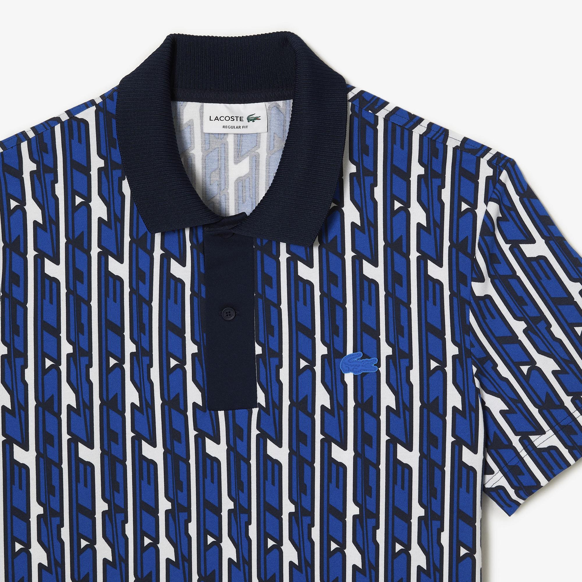 Lacoste Classic Fit Active Movement Print Polo - Blue