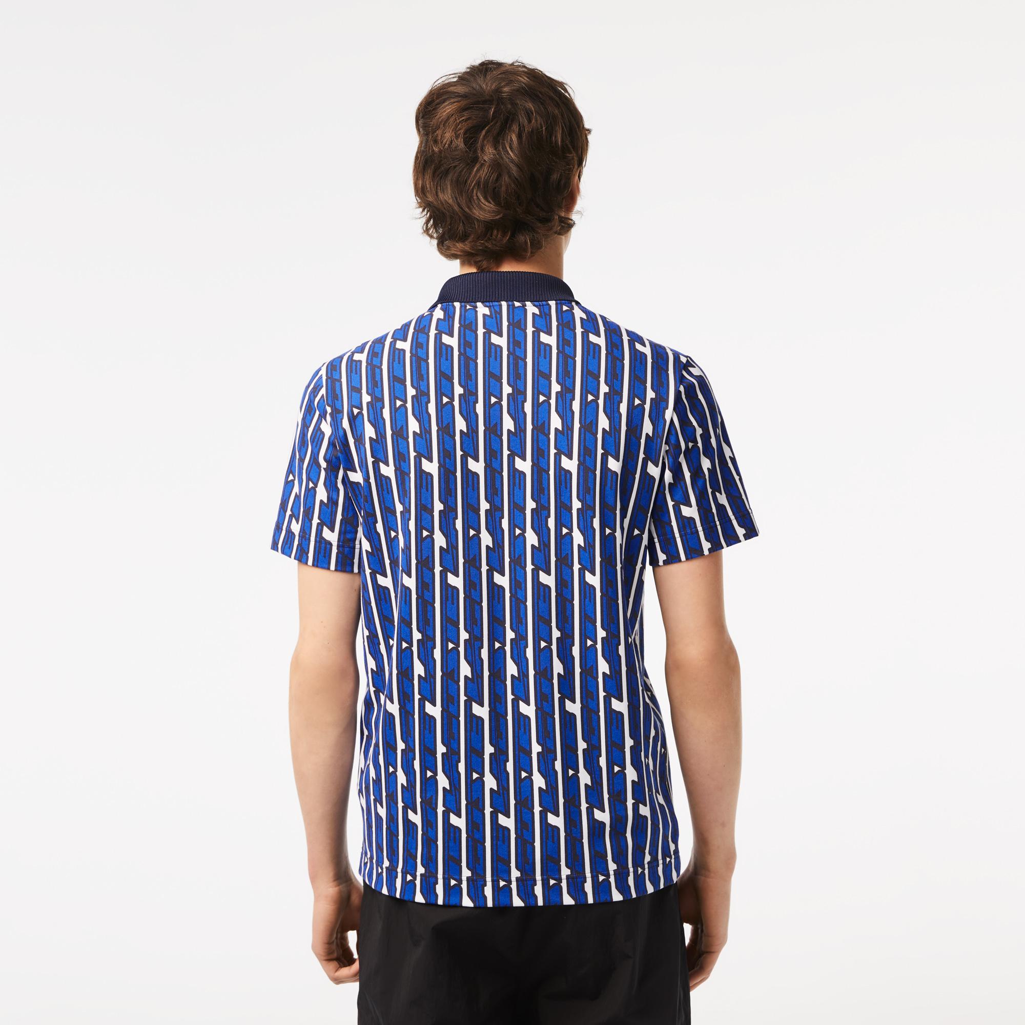 Lacoste Classic Fit Active Movement Print Polo - Blue
