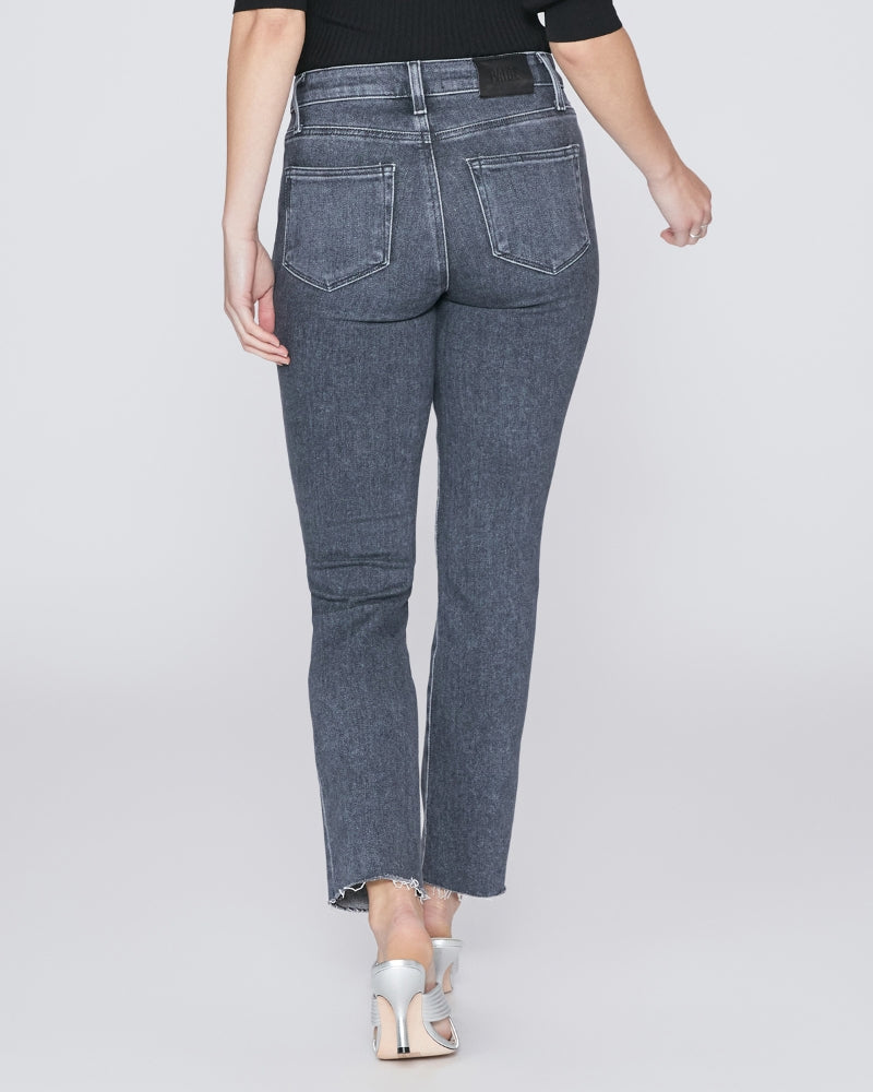 Paige Cindy Hi Rise Straight w Raw Hem in Ash Black