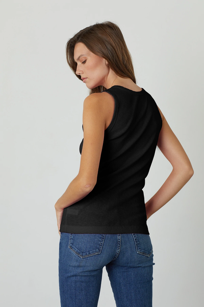 Velvet Maxie Cotton Slub Crew Neck Tank Top Black