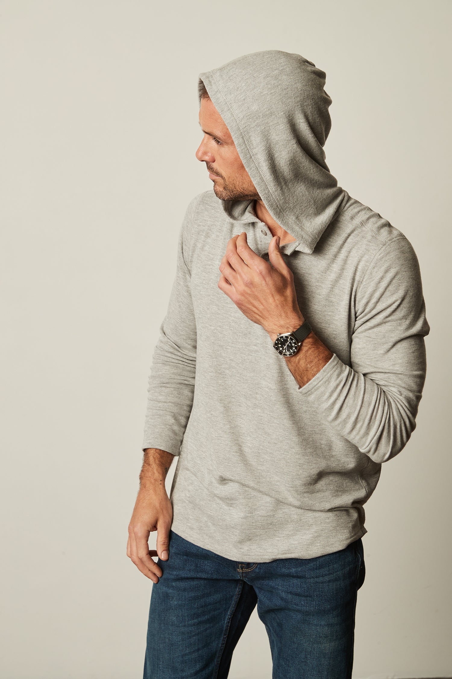 Velvet Men's Byrd02 Cozy Jersey Hoody - Medium Heather Grey