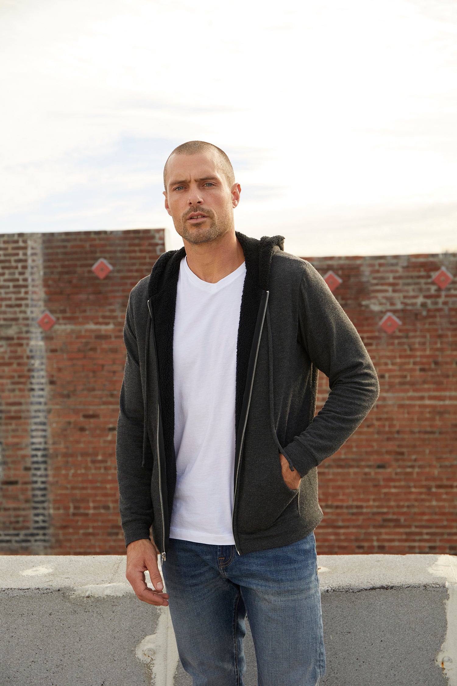 Velvet Men's Salvadore01 Cozy Jersey  Hoody - Anthracite