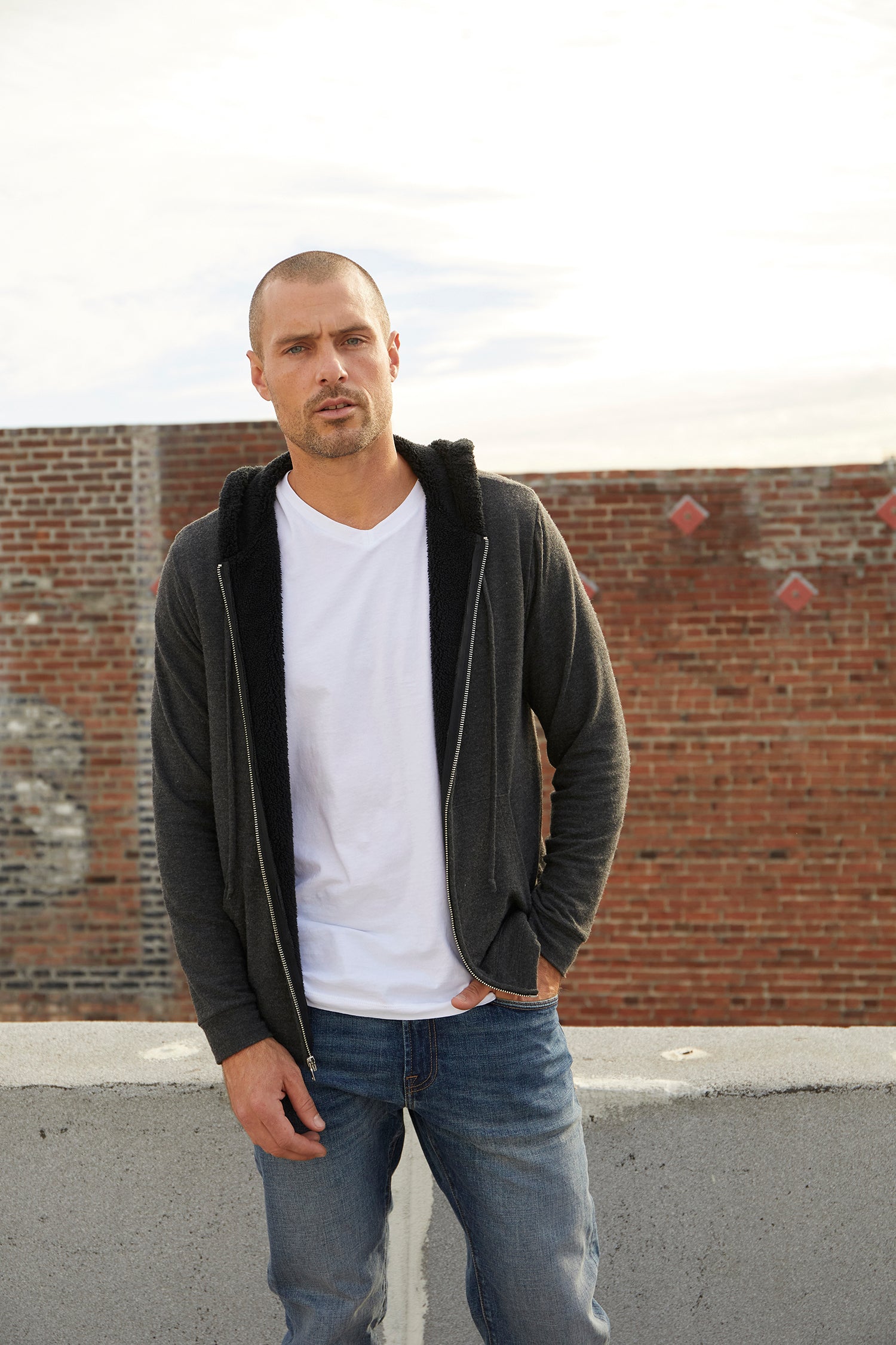 Velvet Men's Salvadore01 Cozy Jersey  Hoody - Anthracite