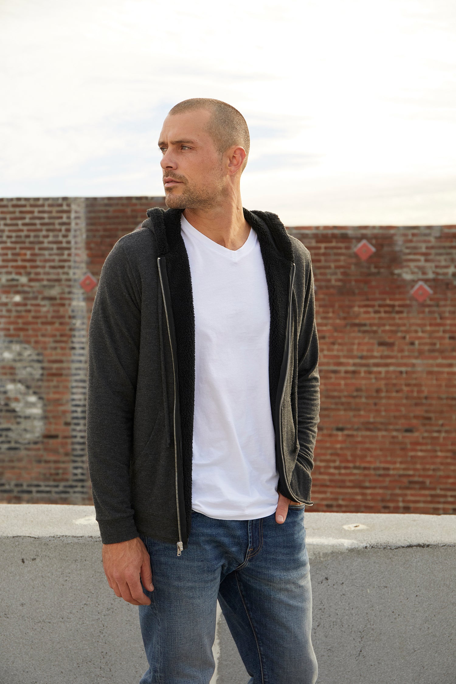Velvet Men's Salvadore01 Cozy Jersey  Hoody - Anthracite