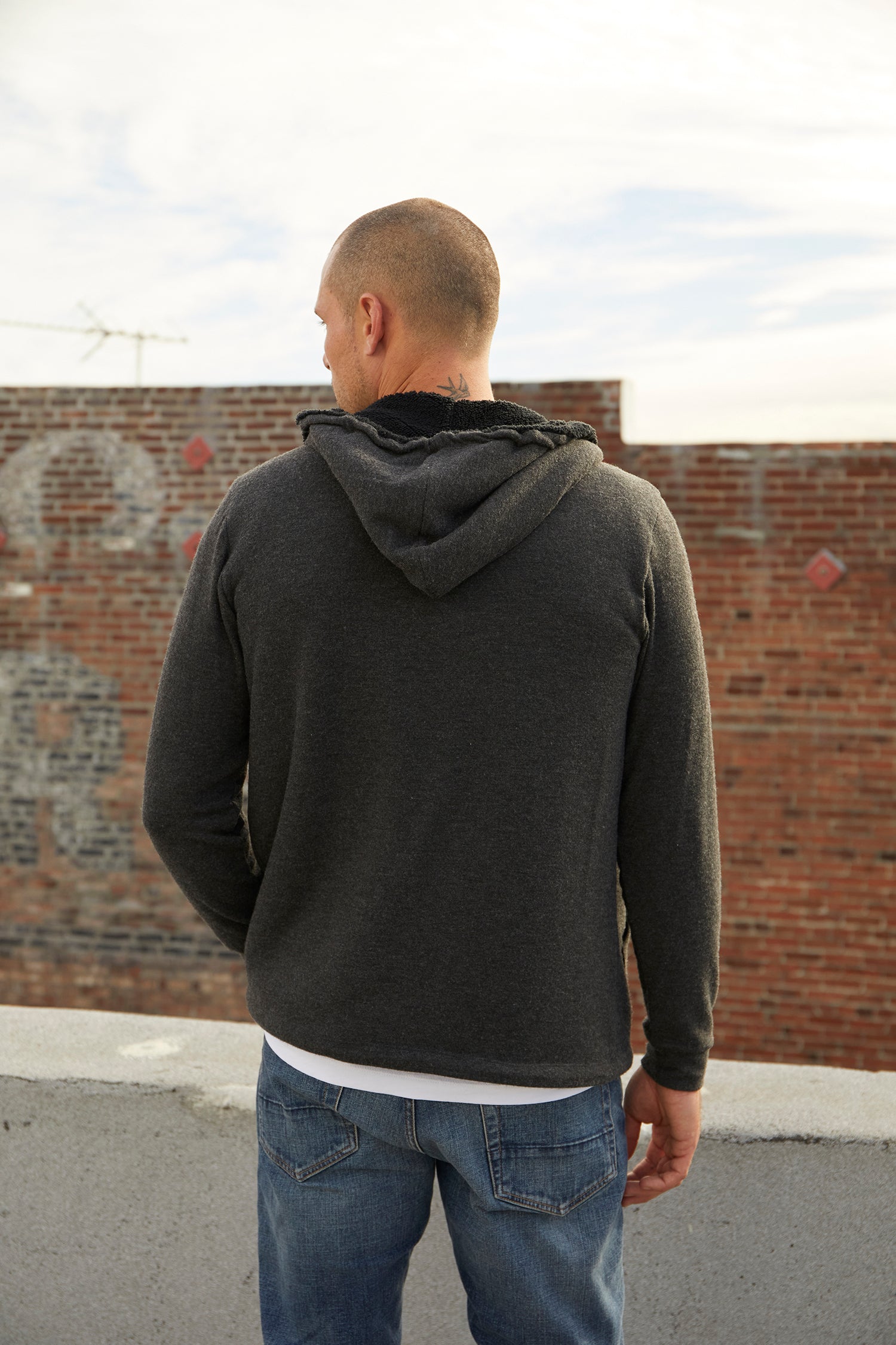 Velvet Men's Salvadore01 Cozy Jersey  Hoody - Anthracite