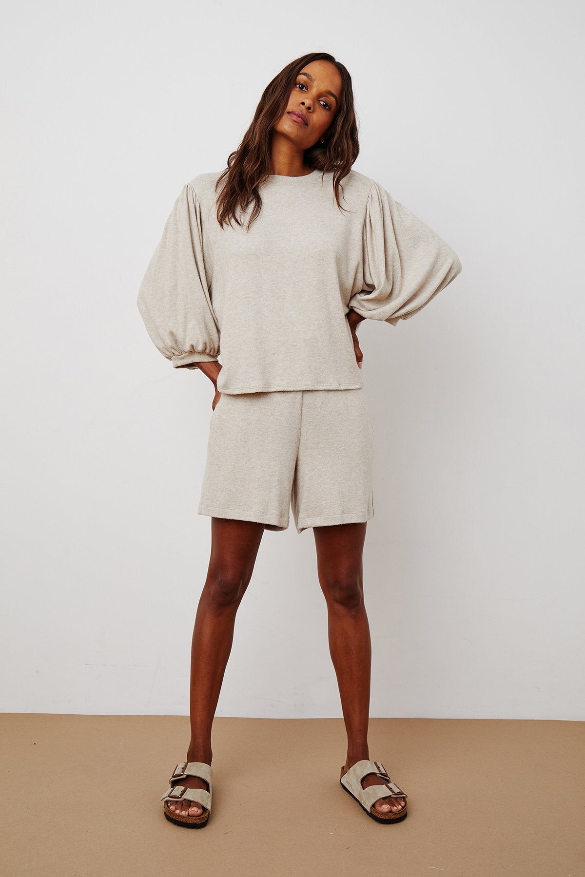 Velvet Janey04 Cozy Lux Short in Oatmeal