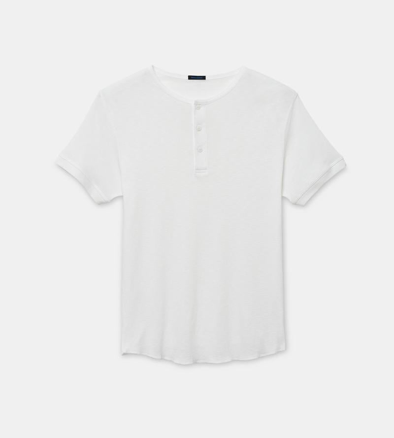 Patrick Assaraf Pima Cotton Henley Slub - White