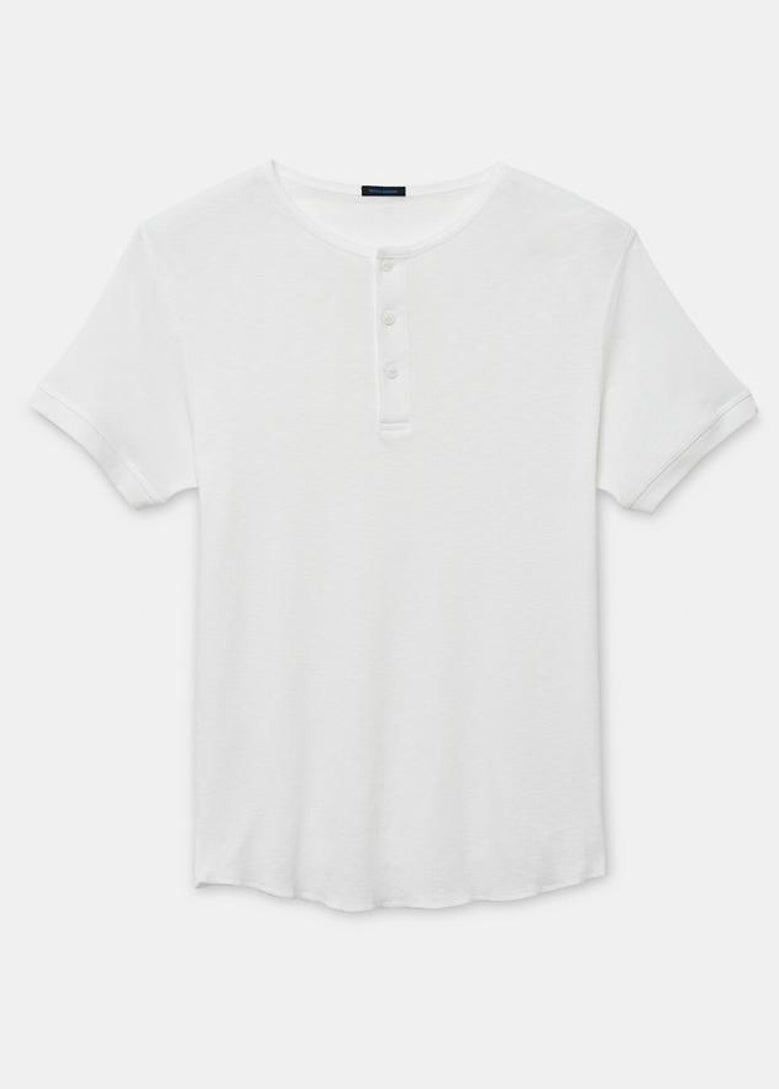 Patrick Assaraf Pima Cotton Henley Slub - White