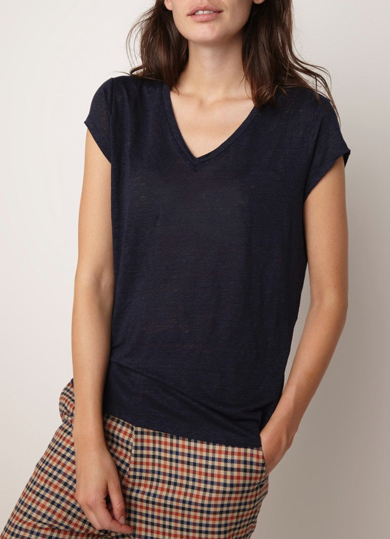InWear Caurals Linen V-Neck Short Sleeve Tee