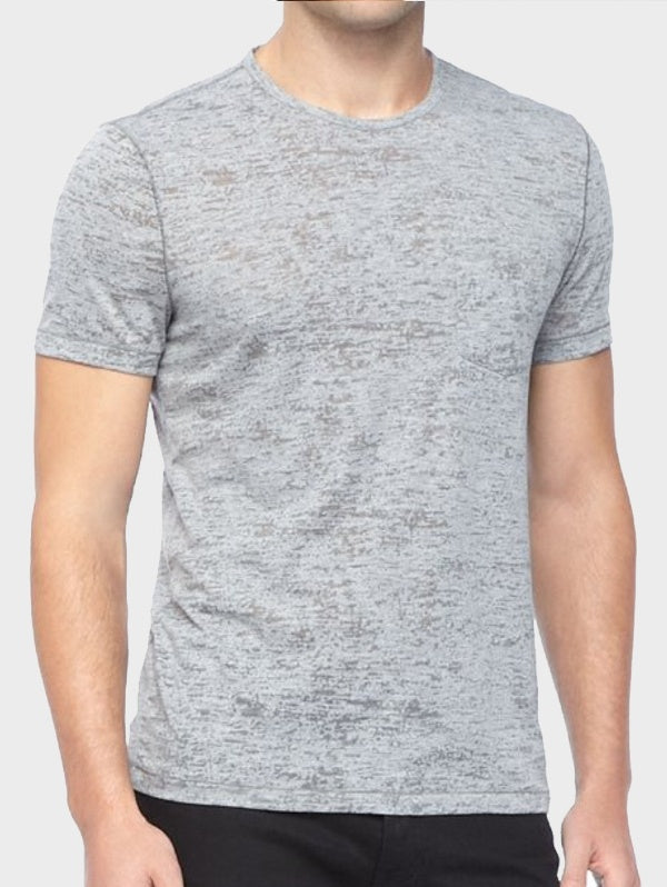 John Varvatos S/S Burnout Crew - Grey Heather