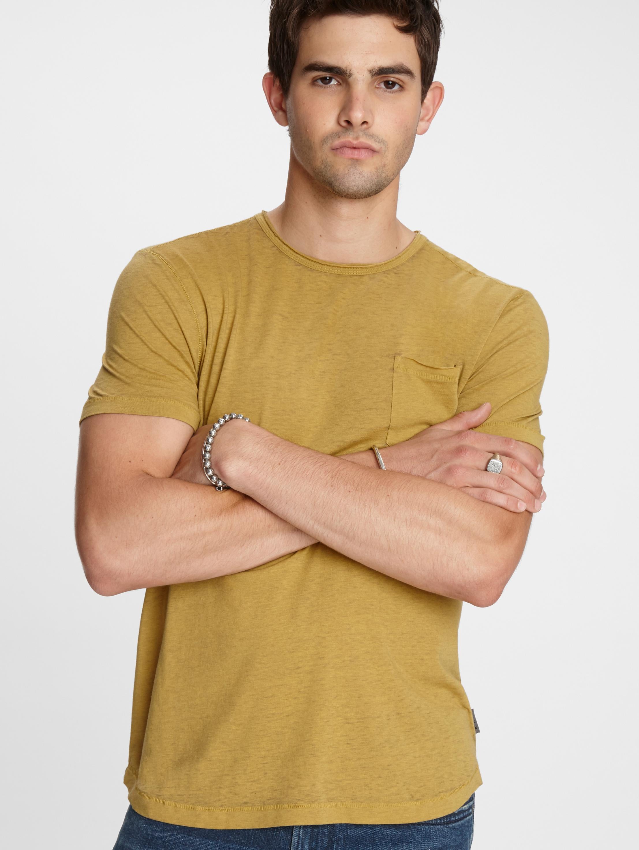 John Varvatos AMES S/S BURNOUT CREW WITH RAW EDGE Yellow