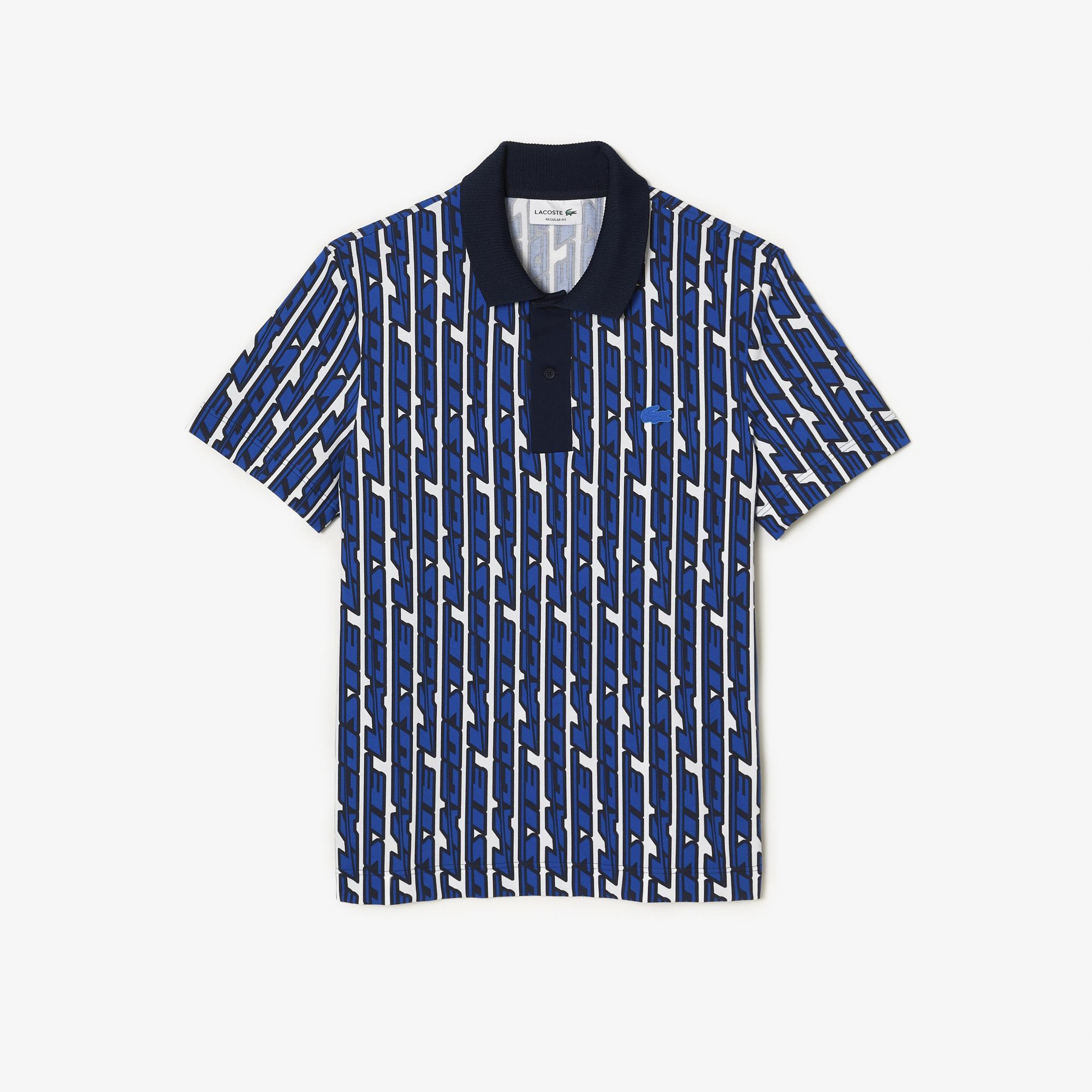 Lacoste Classic Fit Active Movement Print Polo - Blue