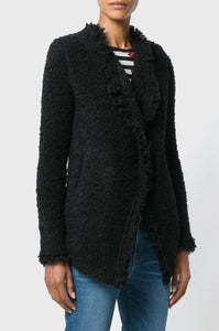 IRO Campbell Frayed Boucle-Knit Jacket - Black