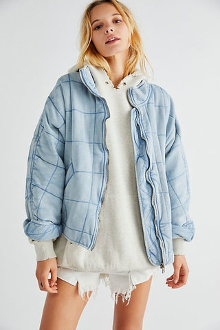 Free People Dolman quilted knit jacket in Wavy Waters