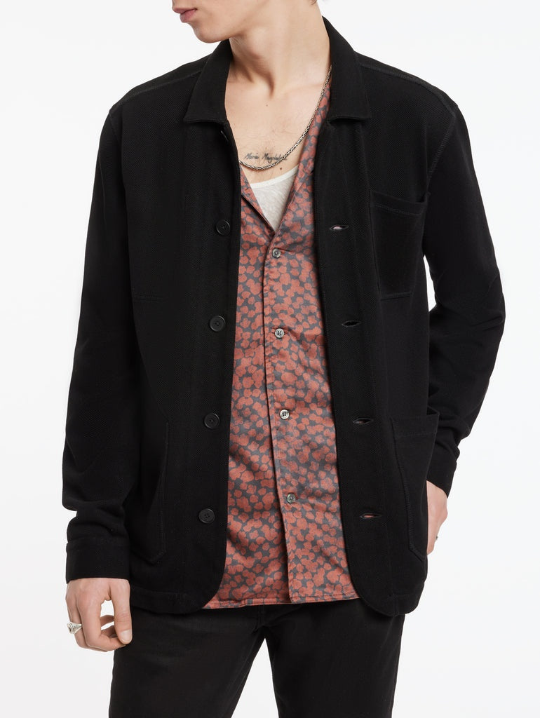 John Varvatos Long Seed Stitch Chore Jacket - Black