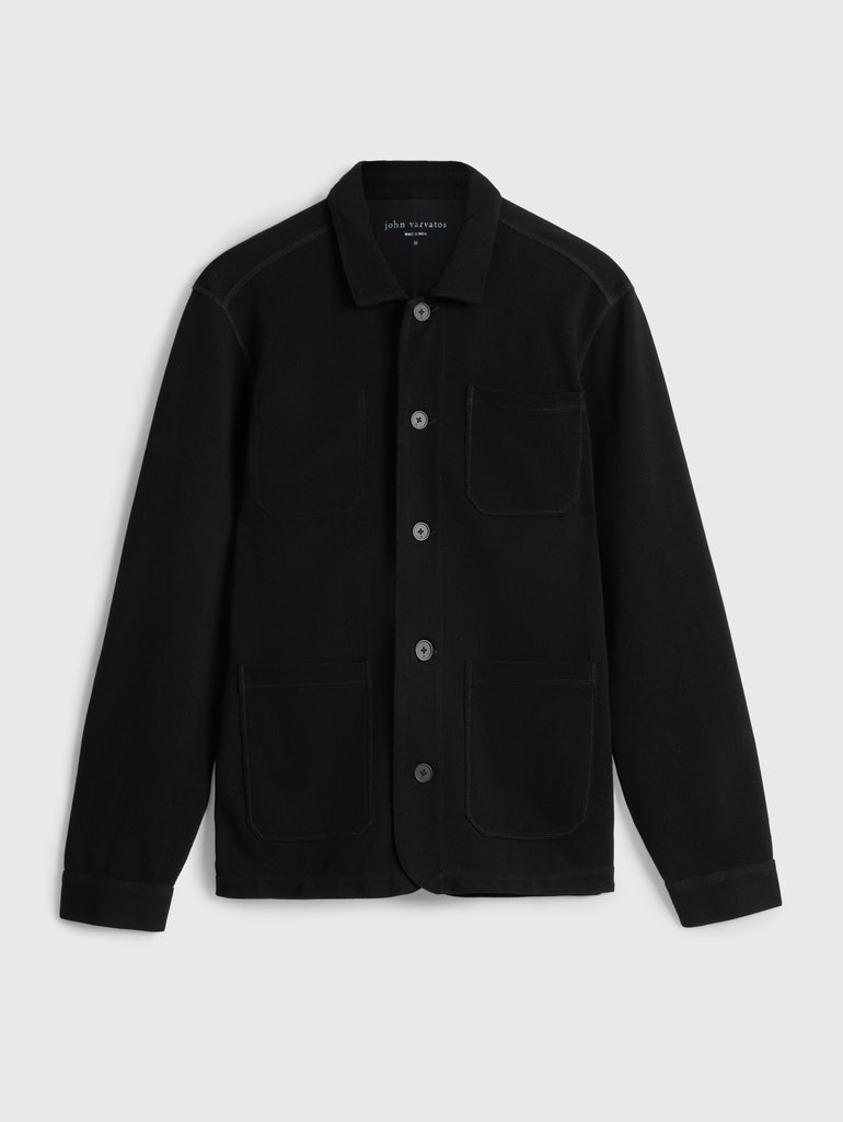 John Varvatos Long Seed Stitch Chore Jacket - Black